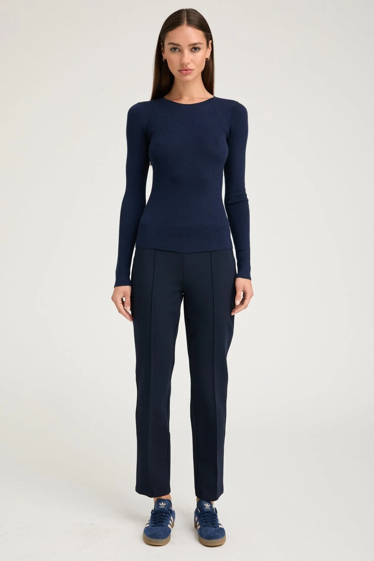 Navy Casanova Sophia Leggings with Pintucks Casual Comfort Look Thermal Regulating