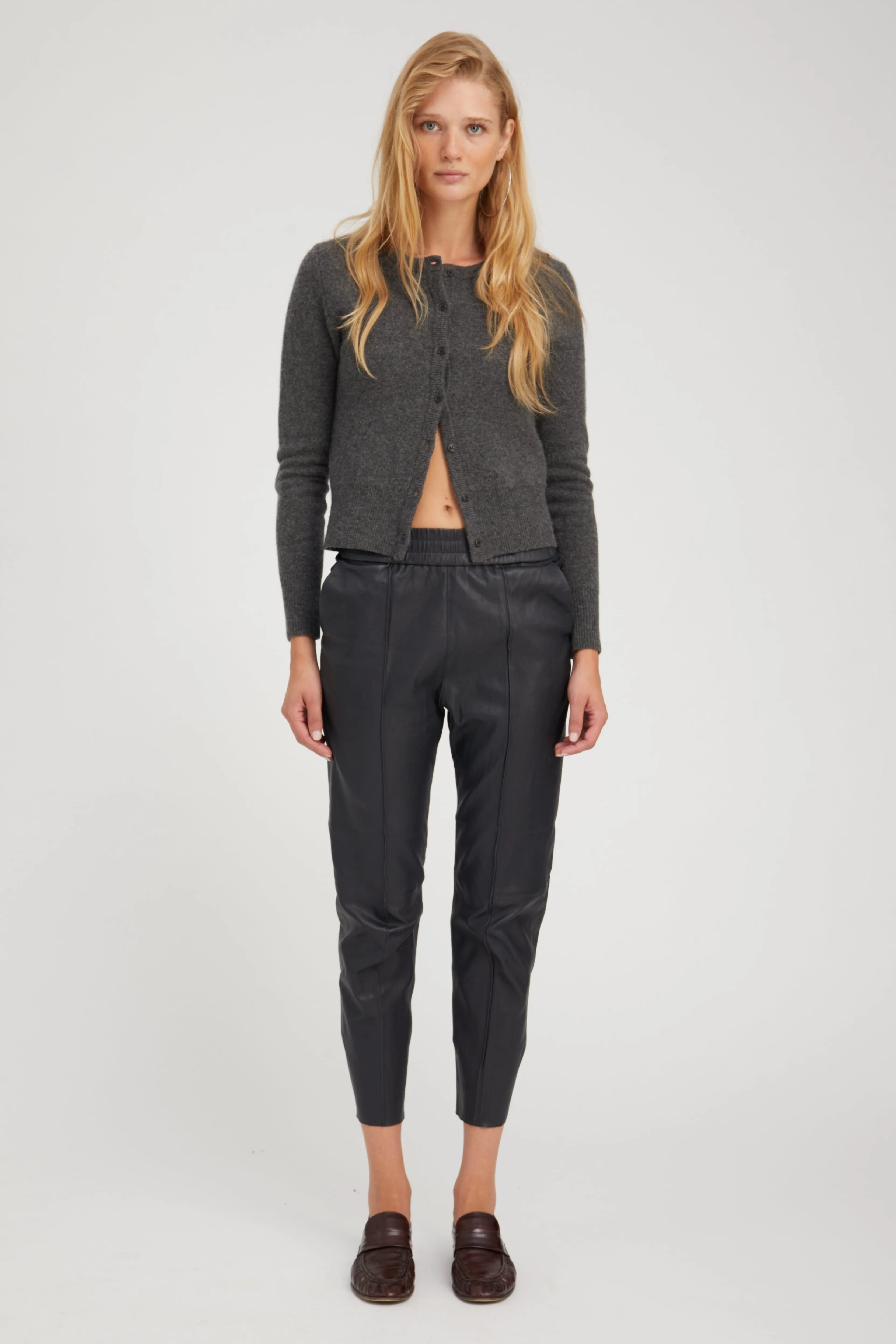 Navy Leather Joggers Recycled fibers Freedom Motion