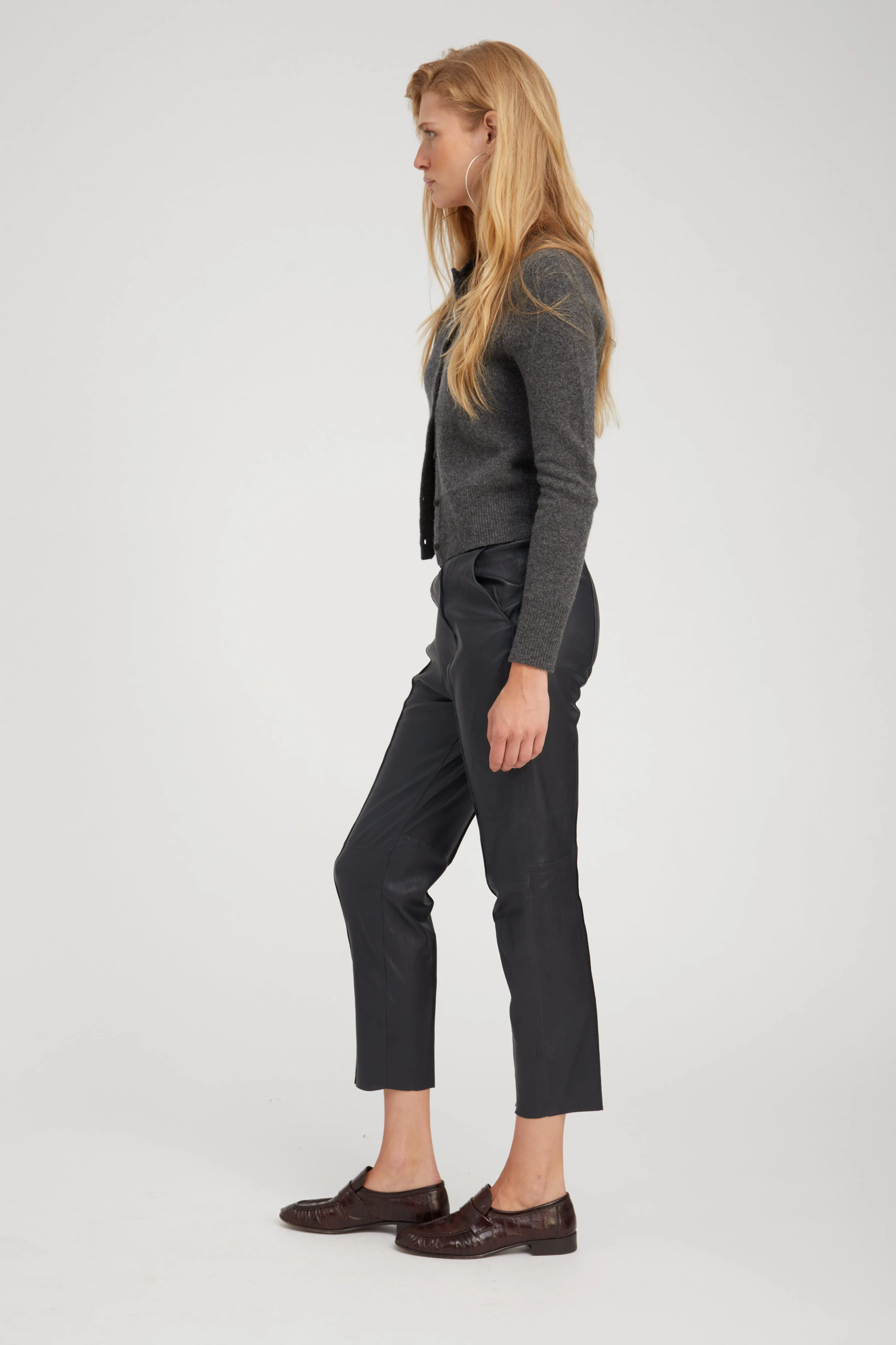 Navy Leather Joggers Stylish Look Essential Wear