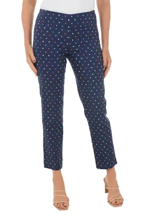 Performance Wear Navy Rainbow Dots Pull-On Ankle Pant