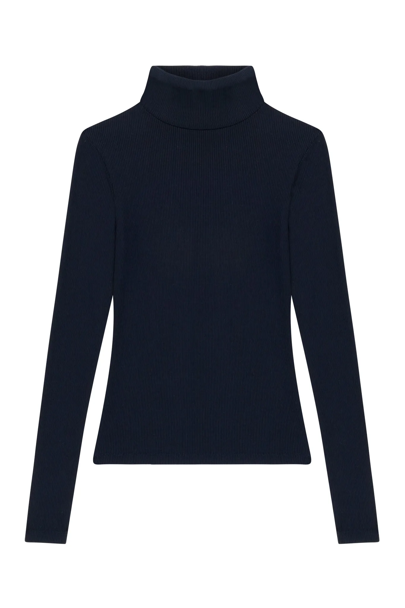 Navy Rib Long Sleeve Turtleneck RawEdgedDesign SnagFreeKnit