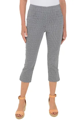Comfy Look Flexible Gusset Design Navy Twist Bengaline Capri Pant
