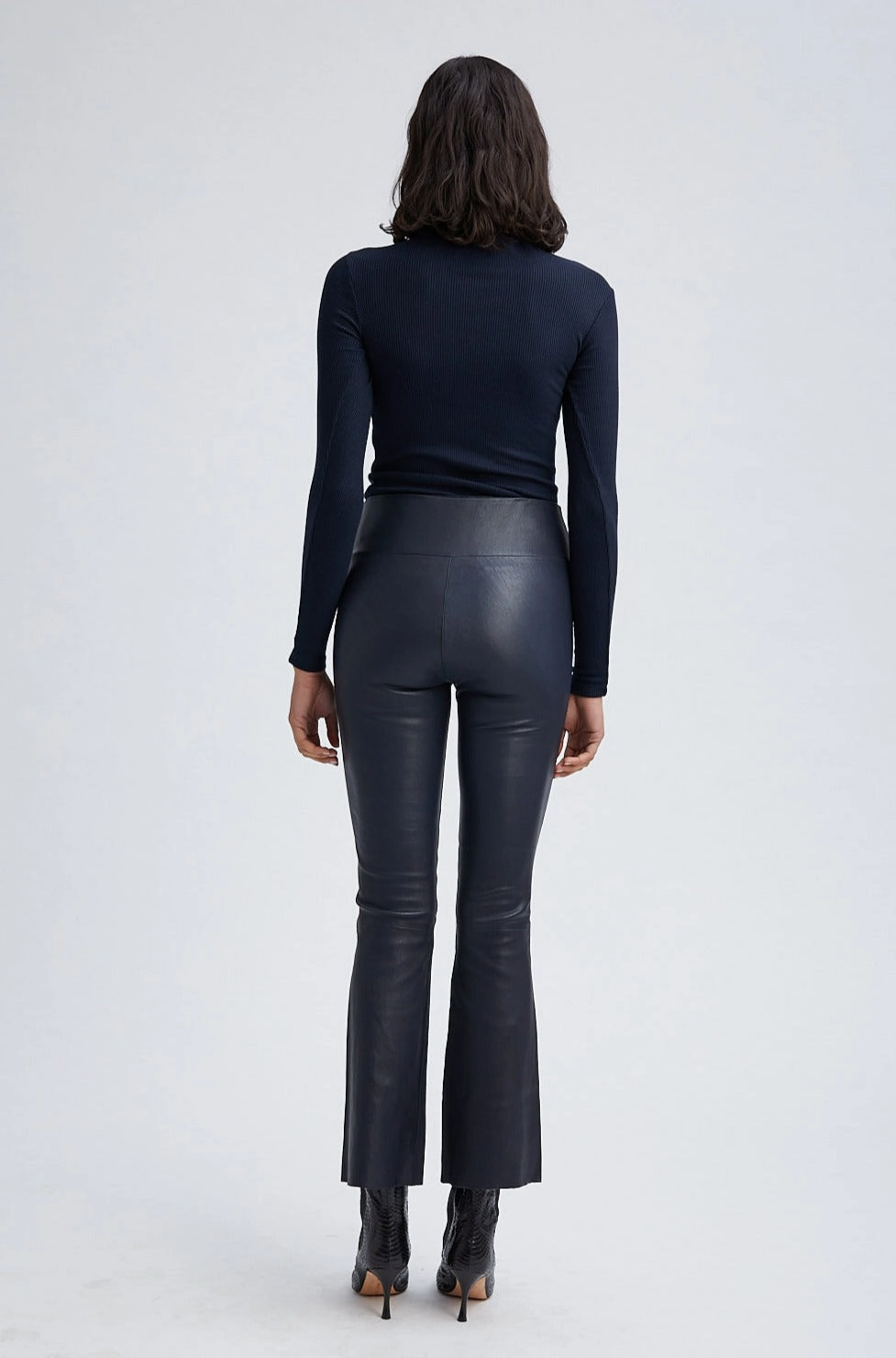 Navy Leather Ankle Flare All Activity Timeless Design