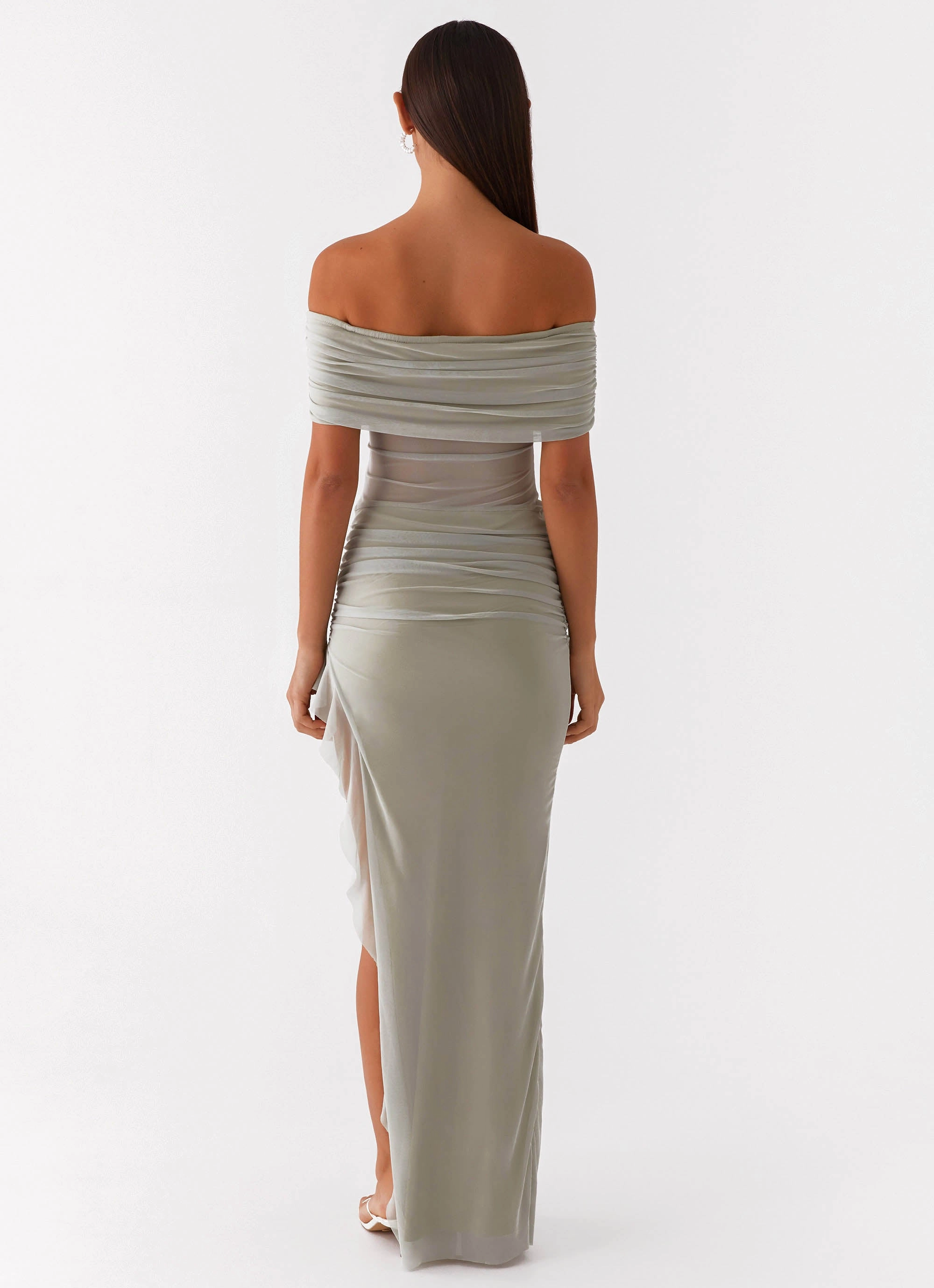 Nelly Off Shoulder Maxi Dress - Pistachio