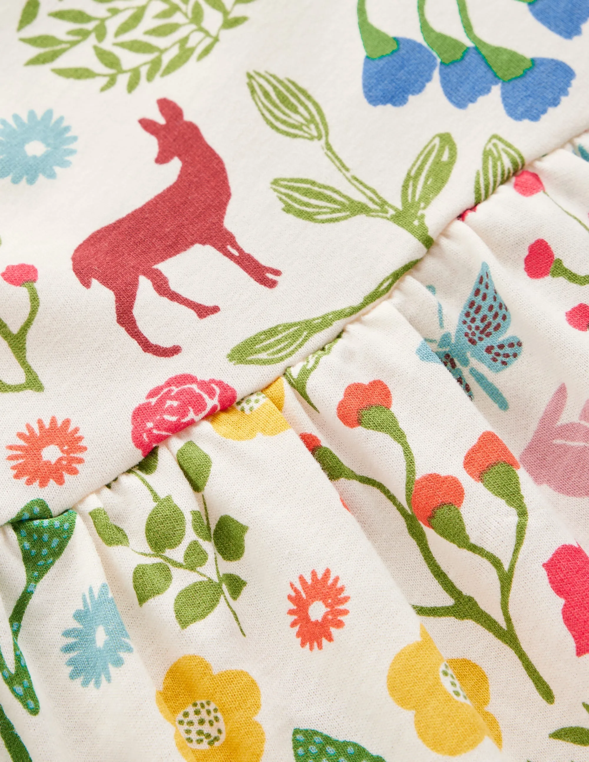 Ariel Long Sleeve Twirly Dress-Soft Ivory Woodland Walk Organic-Fabric