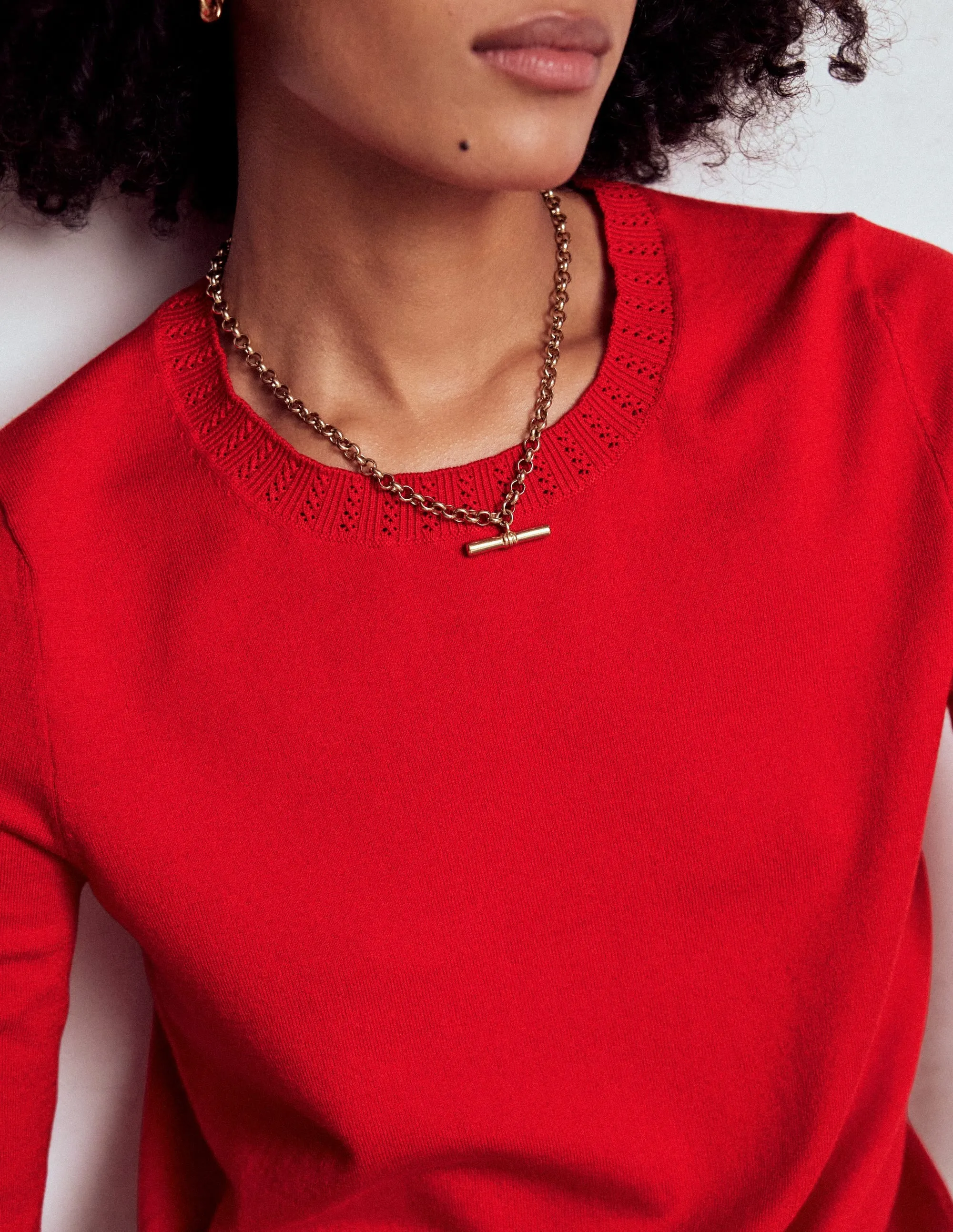 Winter Layer Emilia Cotton Crew Jumper-Poppy Red