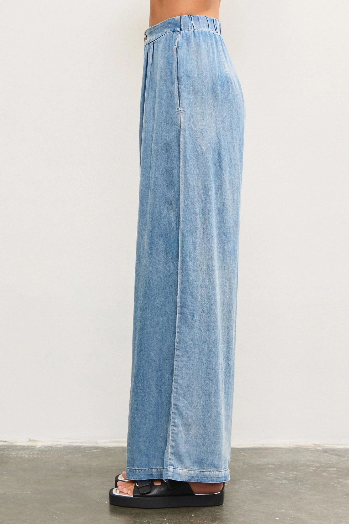 High Durability Thread Ready For All MADDIE DENIM WIDE-LEG PANTS