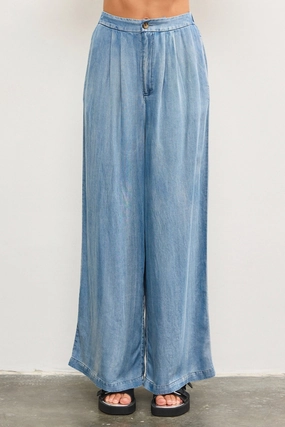 MADDIE DENIM WIDE-LEG PANTS Basic Style