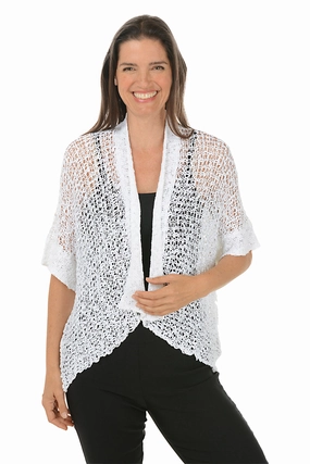 Low Profile Zipper AntiBacterial Coating Popcorn Open Weave Shrug