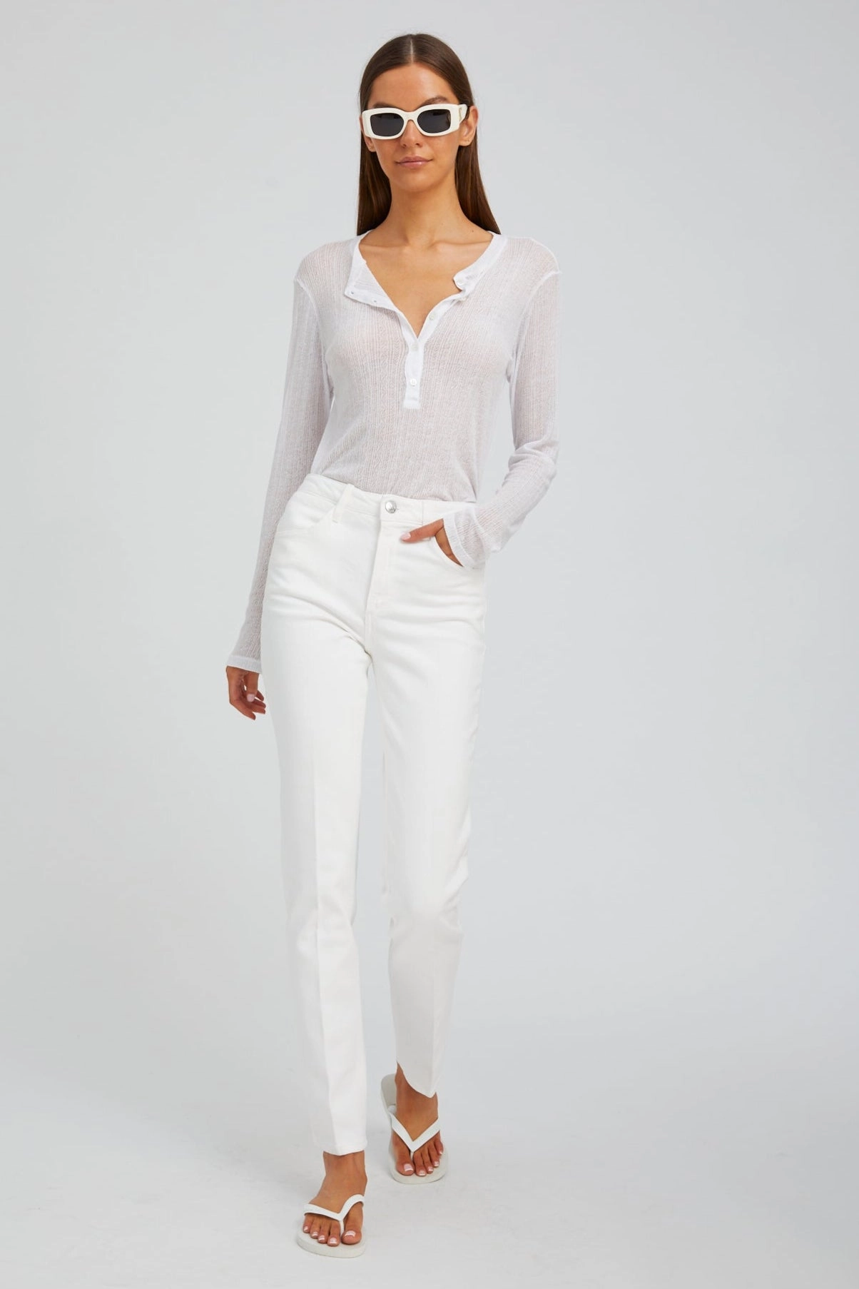 Billie Slim Straight Denim Decorative stitching