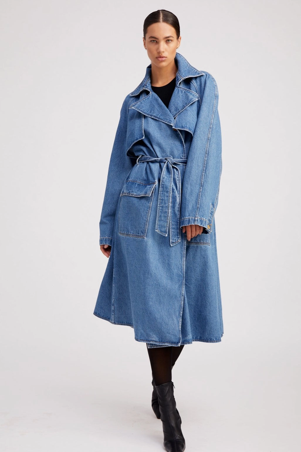 Coco Denim Trench Flexible Knit Blend Summer Wardrobe