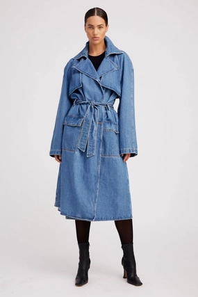 StretchableKnit Coco Denim Trench