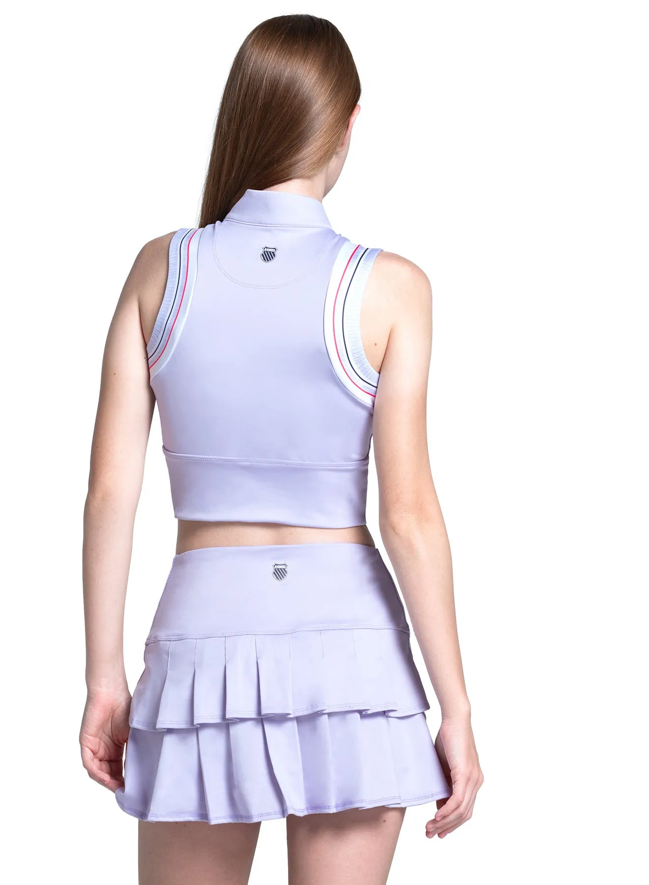 Contrast Stitch Detail Multi Panel Design Edge Cut Crop Tank