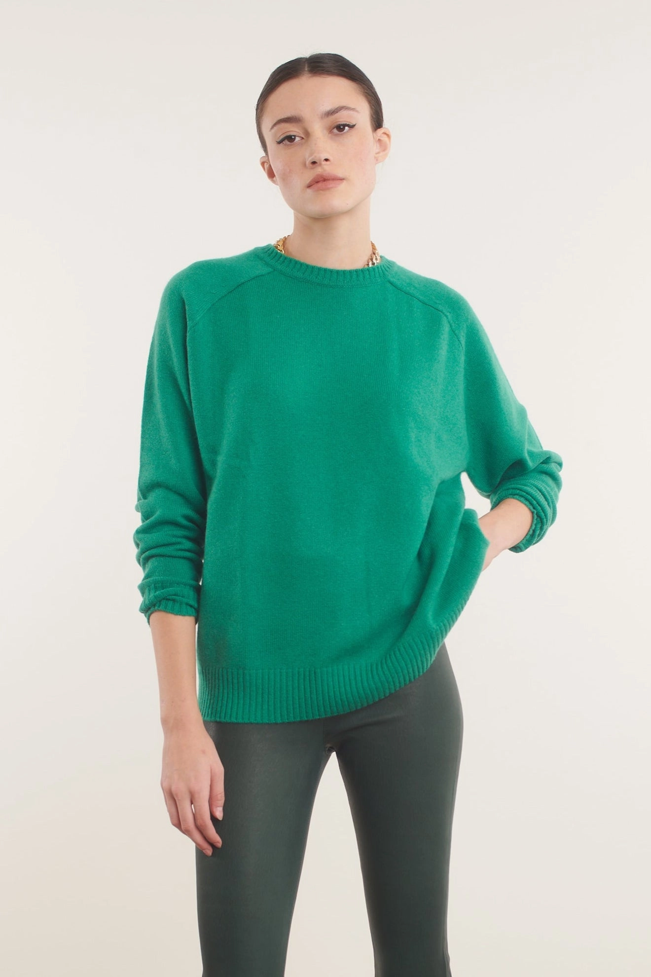 Jade Cashmere Boyfriend Sweater 3D Spacer Fabric