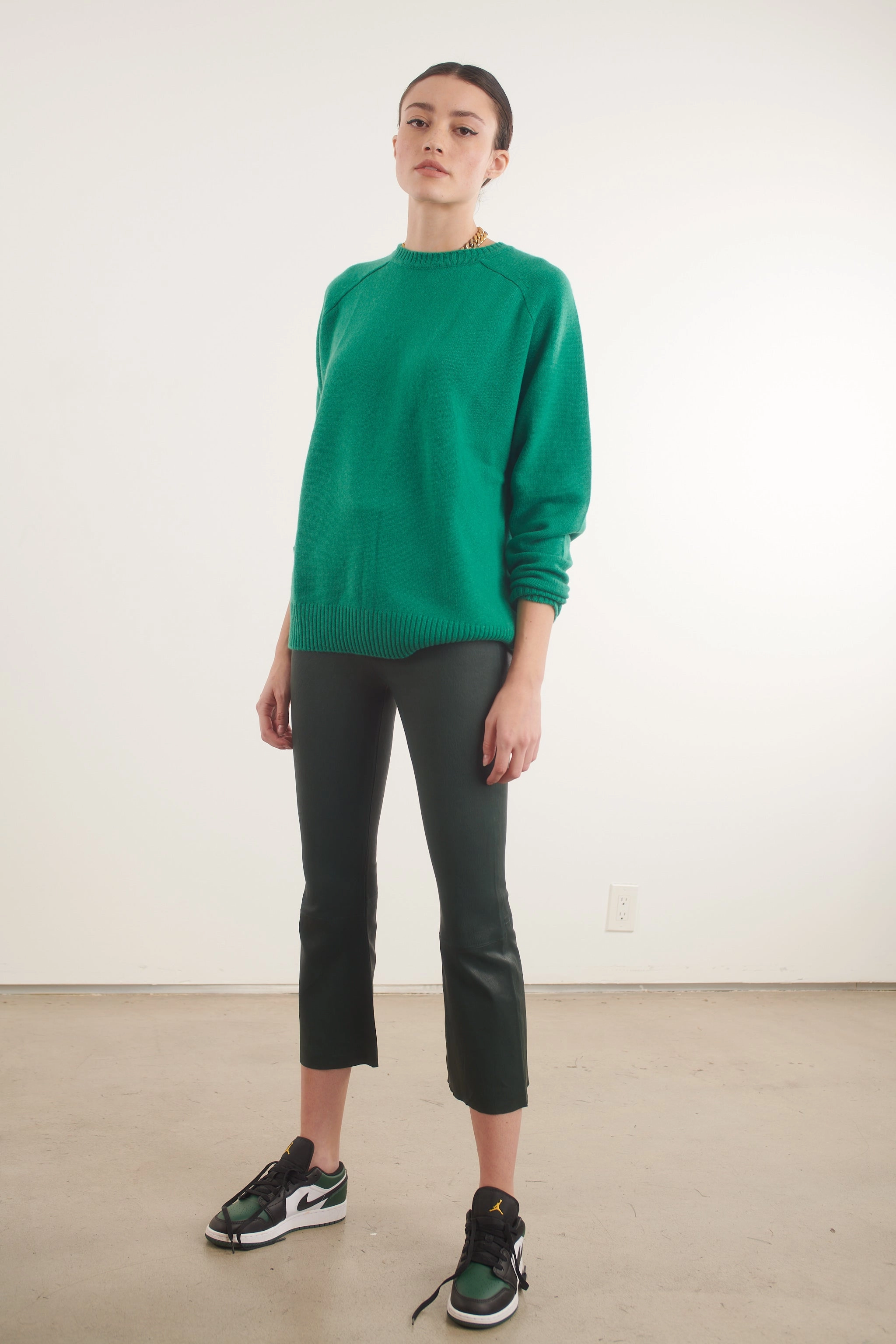 Jade Cashmere Boyfriend Sweater Versatile Layering Piece AntiMicrobialLining