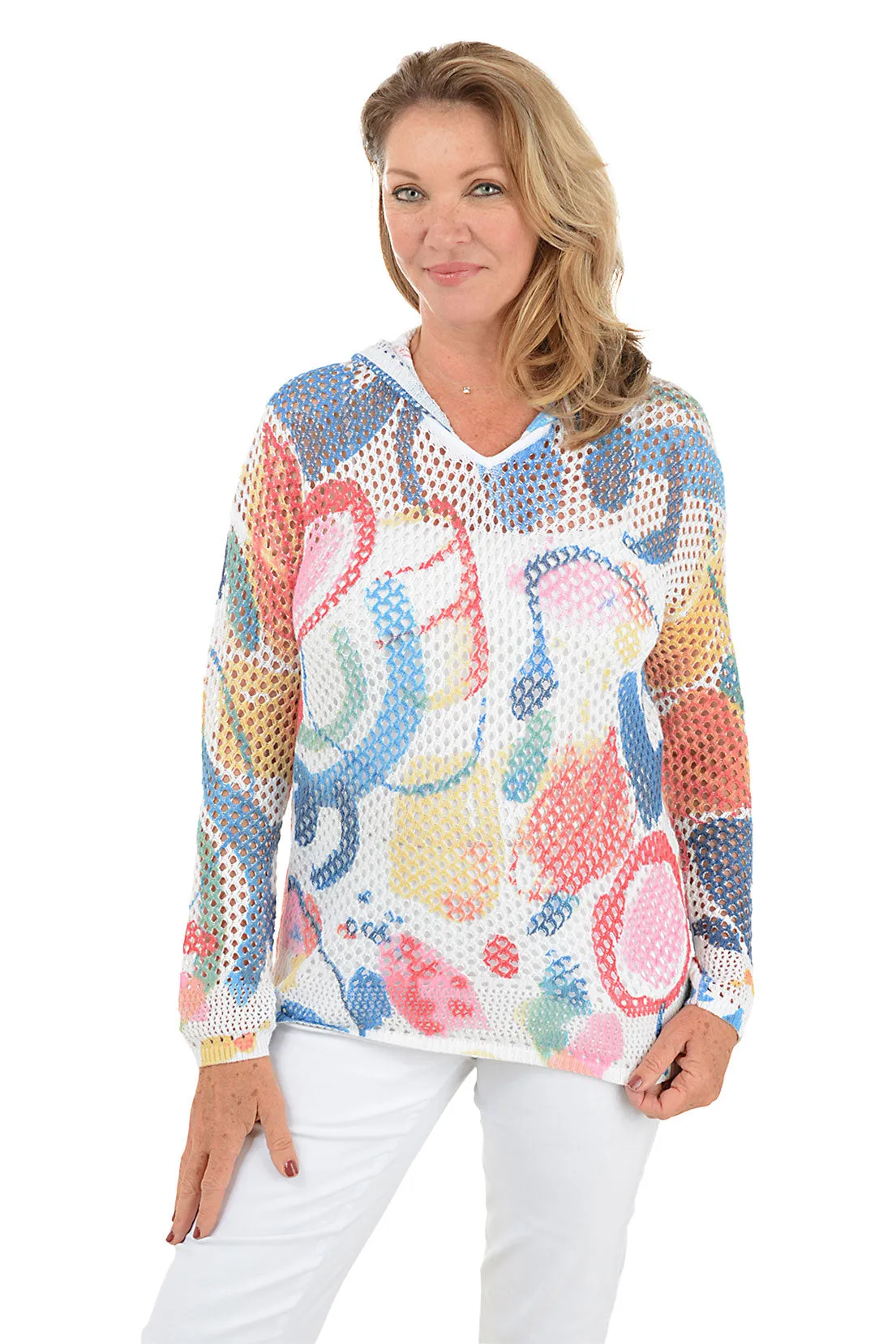 Colorful Abstract Crochet Hoodie AbrasionResistantEdging NonIrritatingSeams