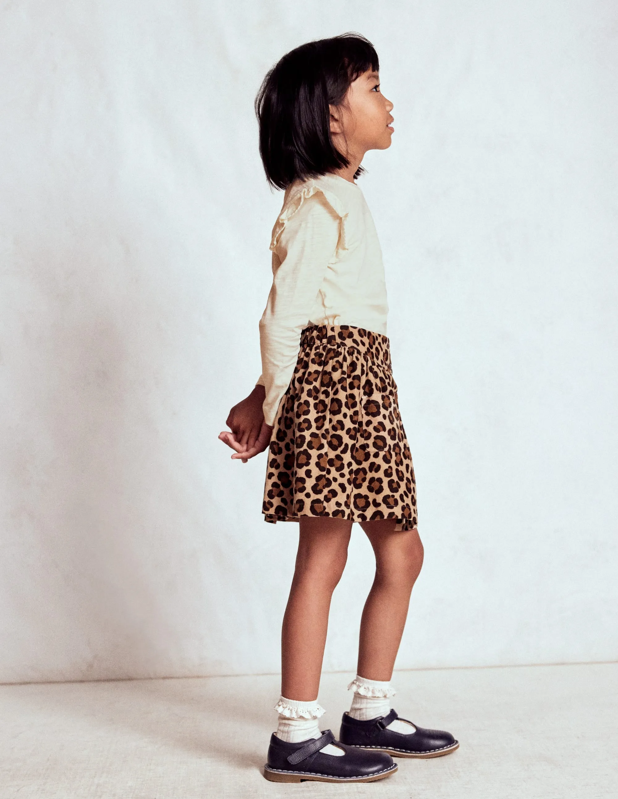 Frill Sleeve Slub Top-Soft Ivory Simple Chic EcoConscious Processing