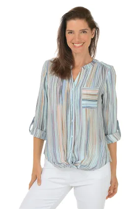 Summer Blouse Paradise Stripe Button-Front Blouse