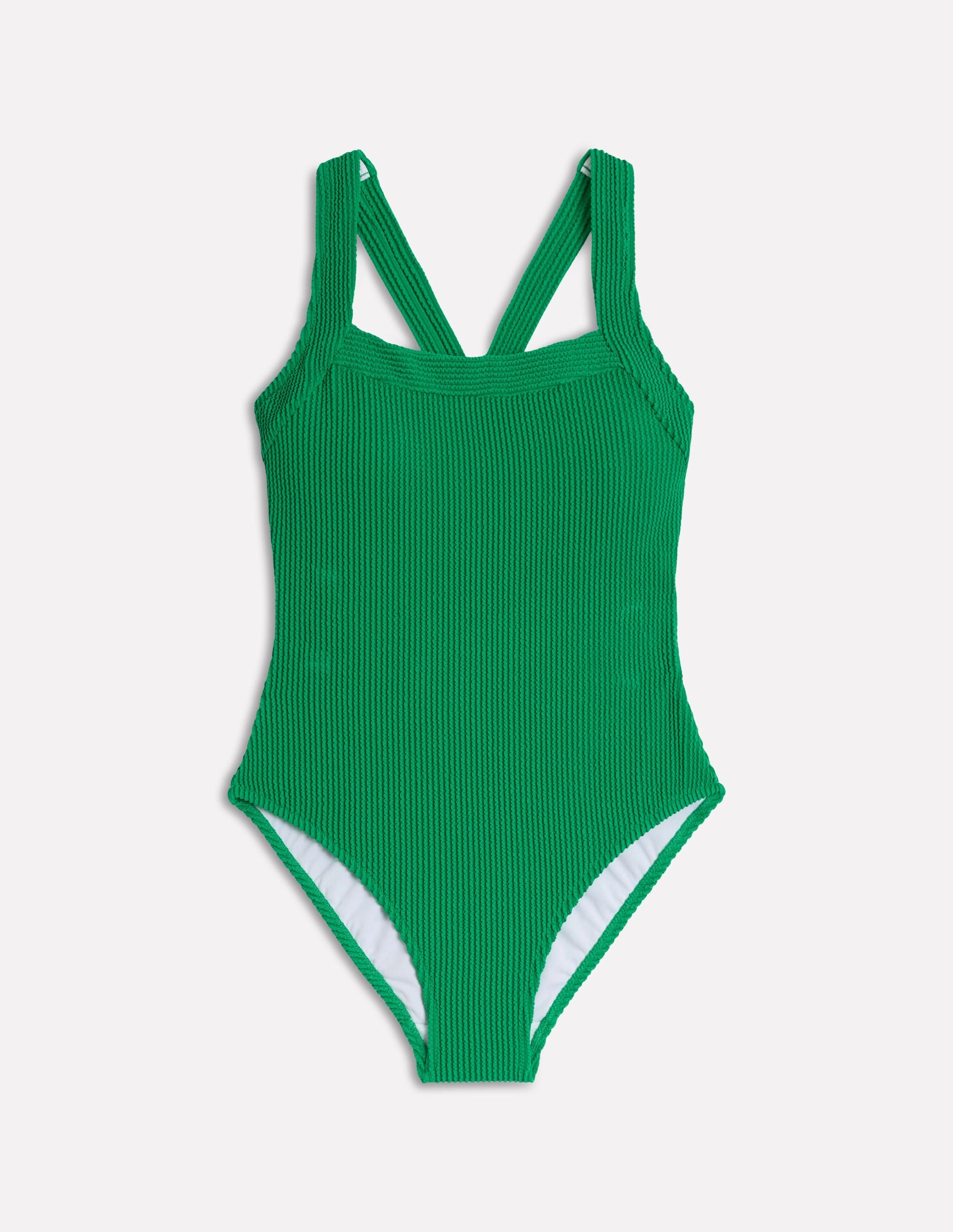 Active Swimwear Waterfront Style Scoop Cross Back Swimsuit-Bright Green