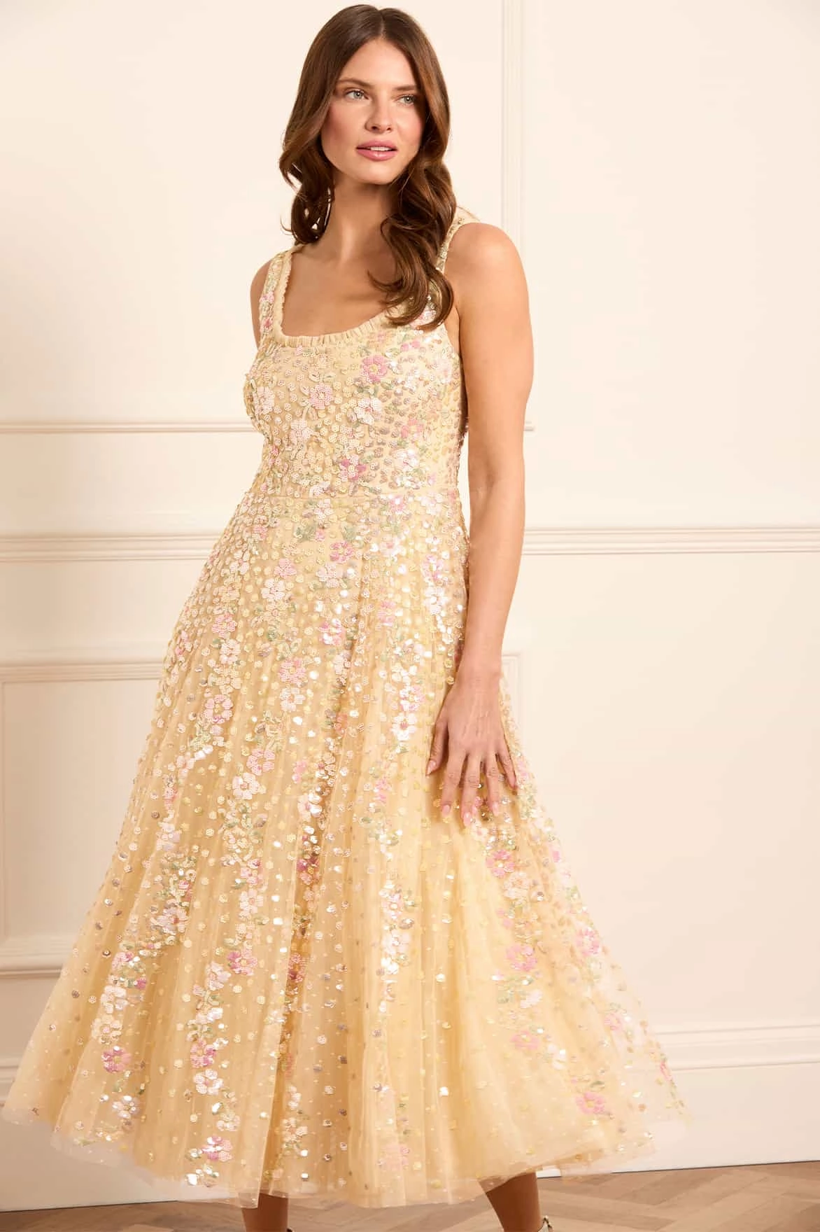 Elegant Look Confetti Scoop Neck Ballerina Dress