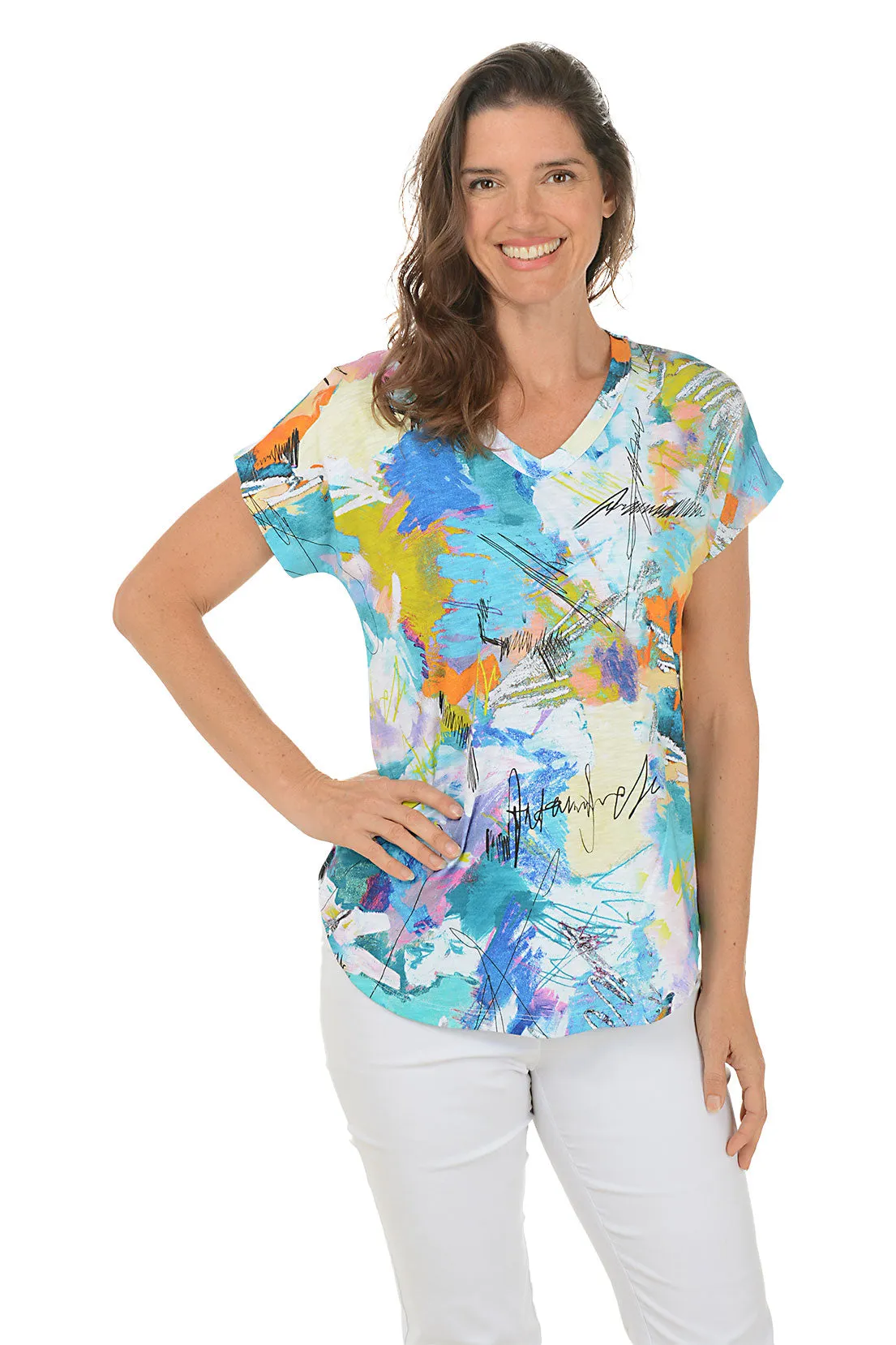 Comfortable Style AbrasionResistant Fabric Kelly V-Neck Short Sleeve Tee