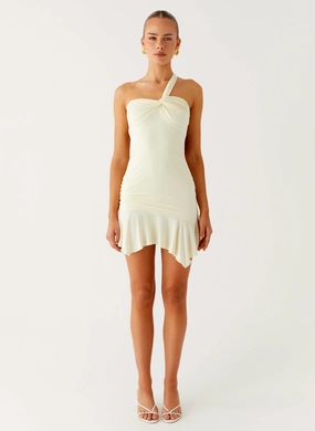 Not Your Fan Cut Out Mini Dress - Yellow