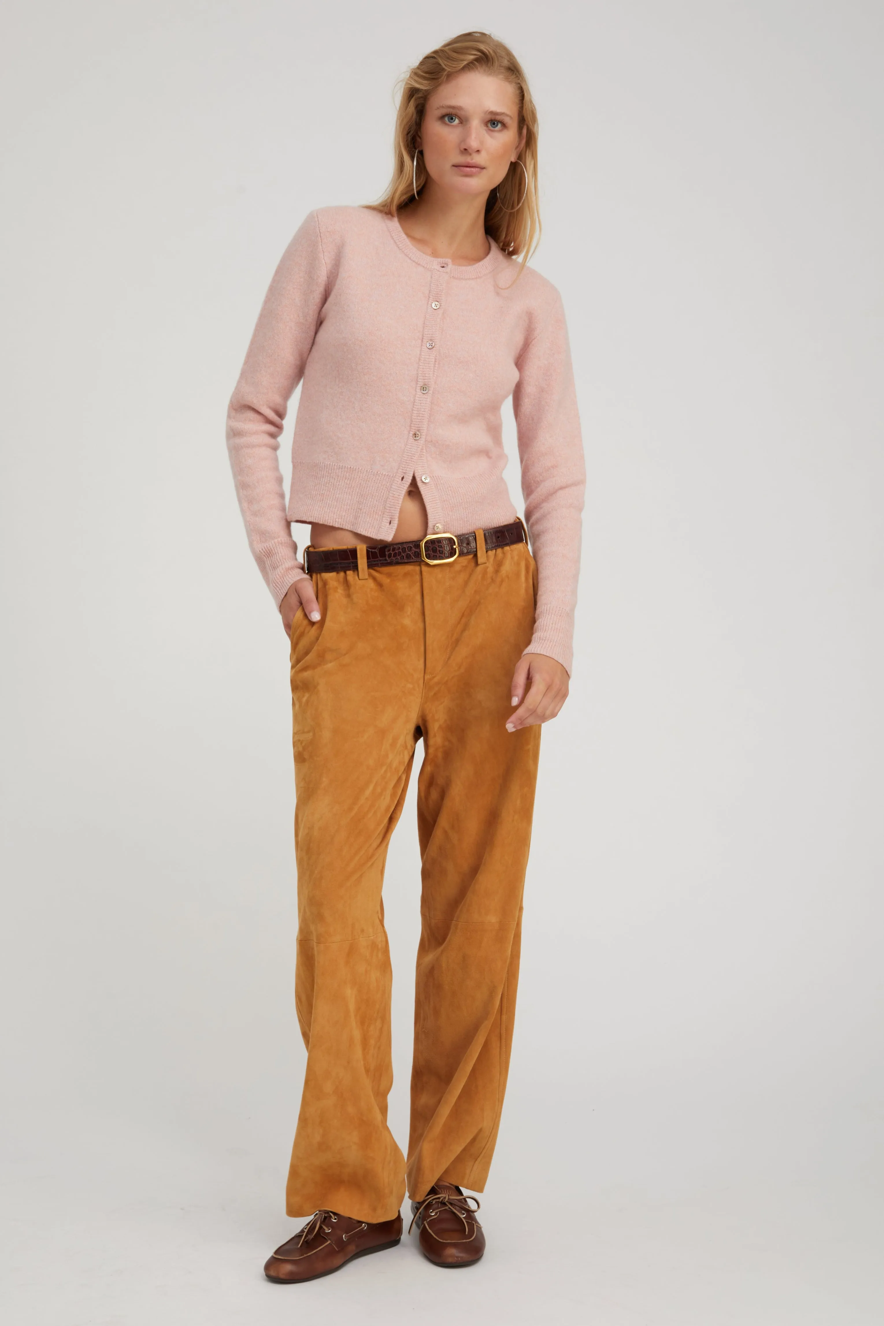 Nutmeg Suede Relaxed Trousers Compression Fit
