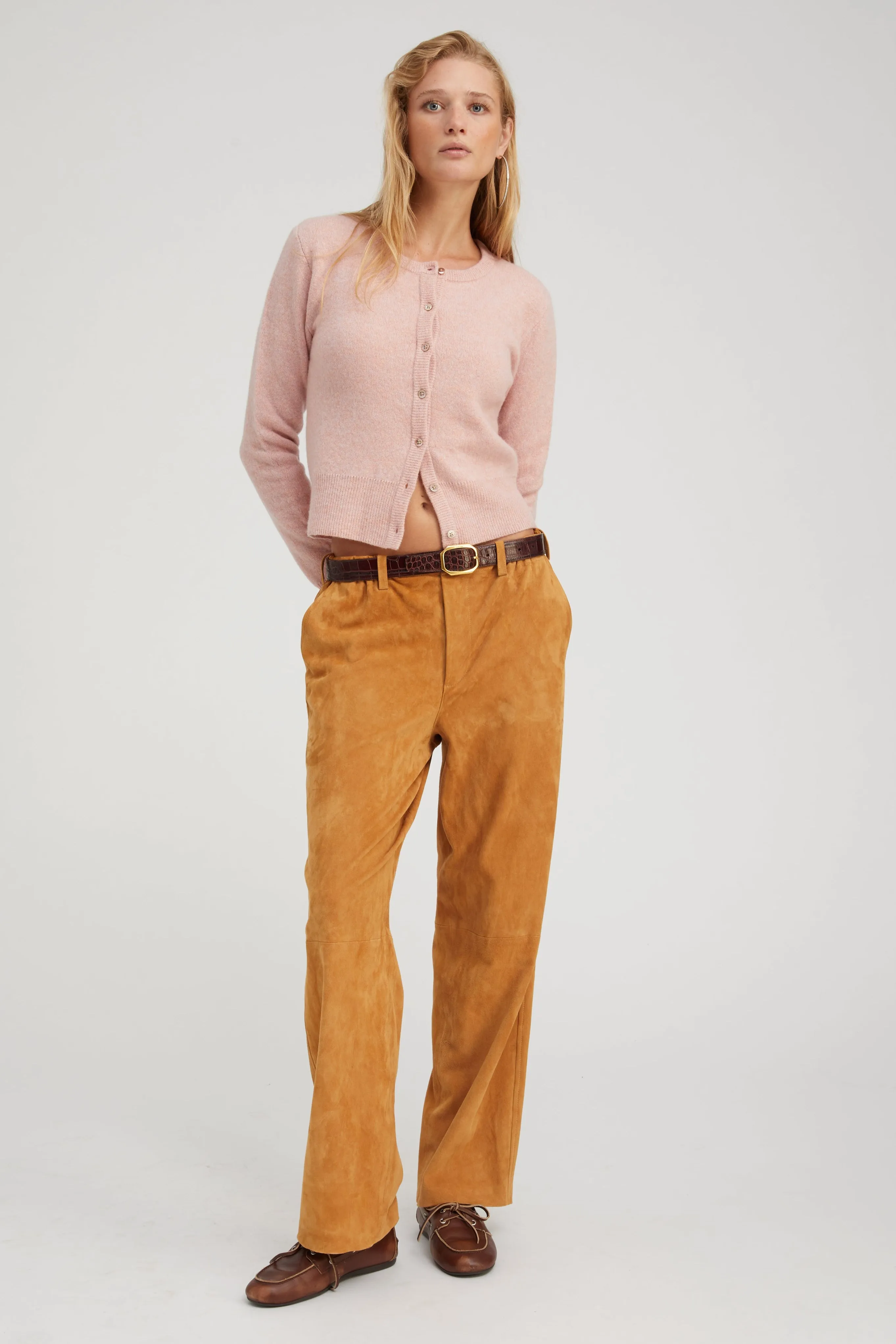 Fade Resistant Dye Nutmeg Suede Relaxed Trousers