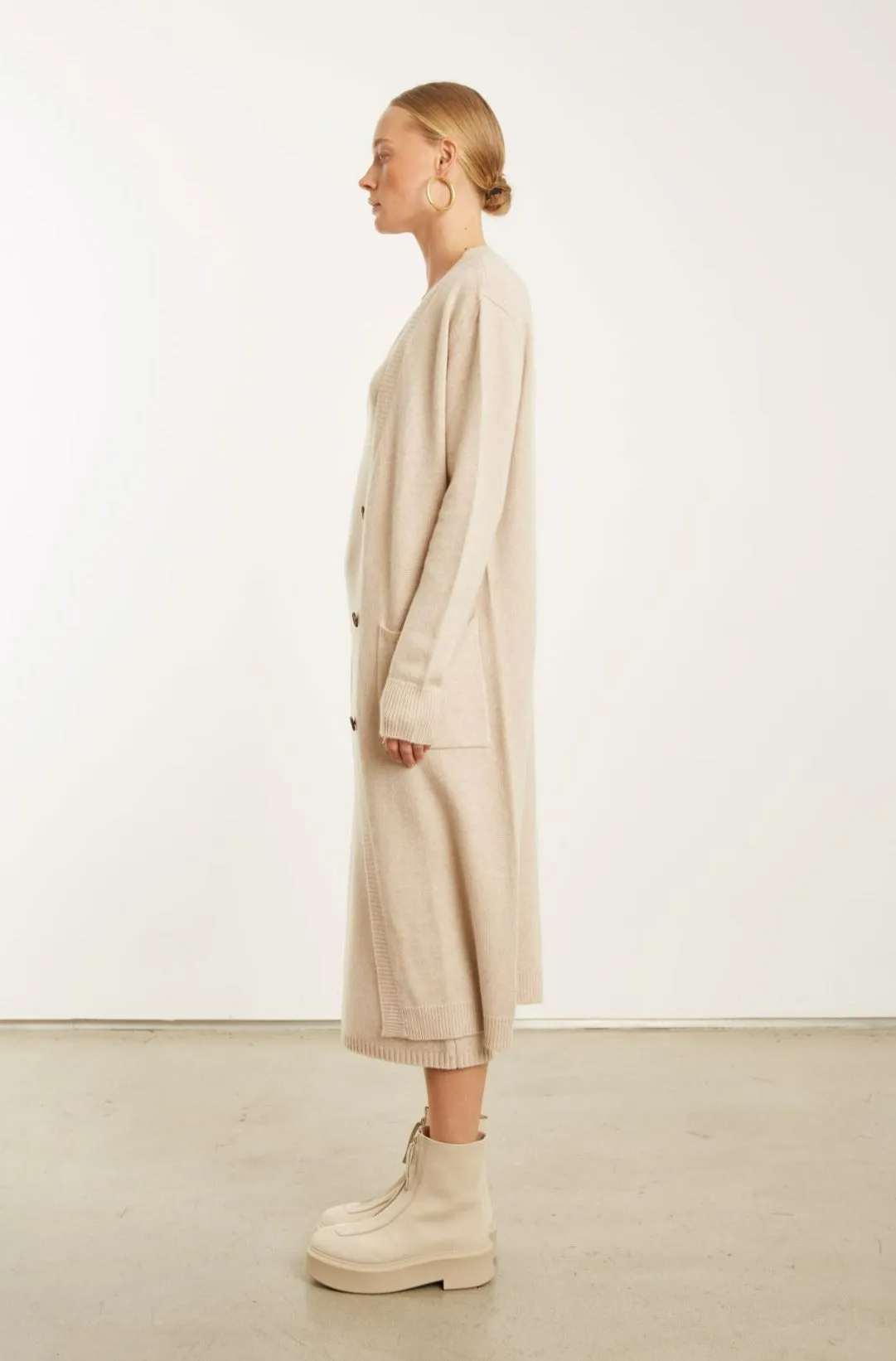 Oat Cashmere Long Cardigan Biodegradable material