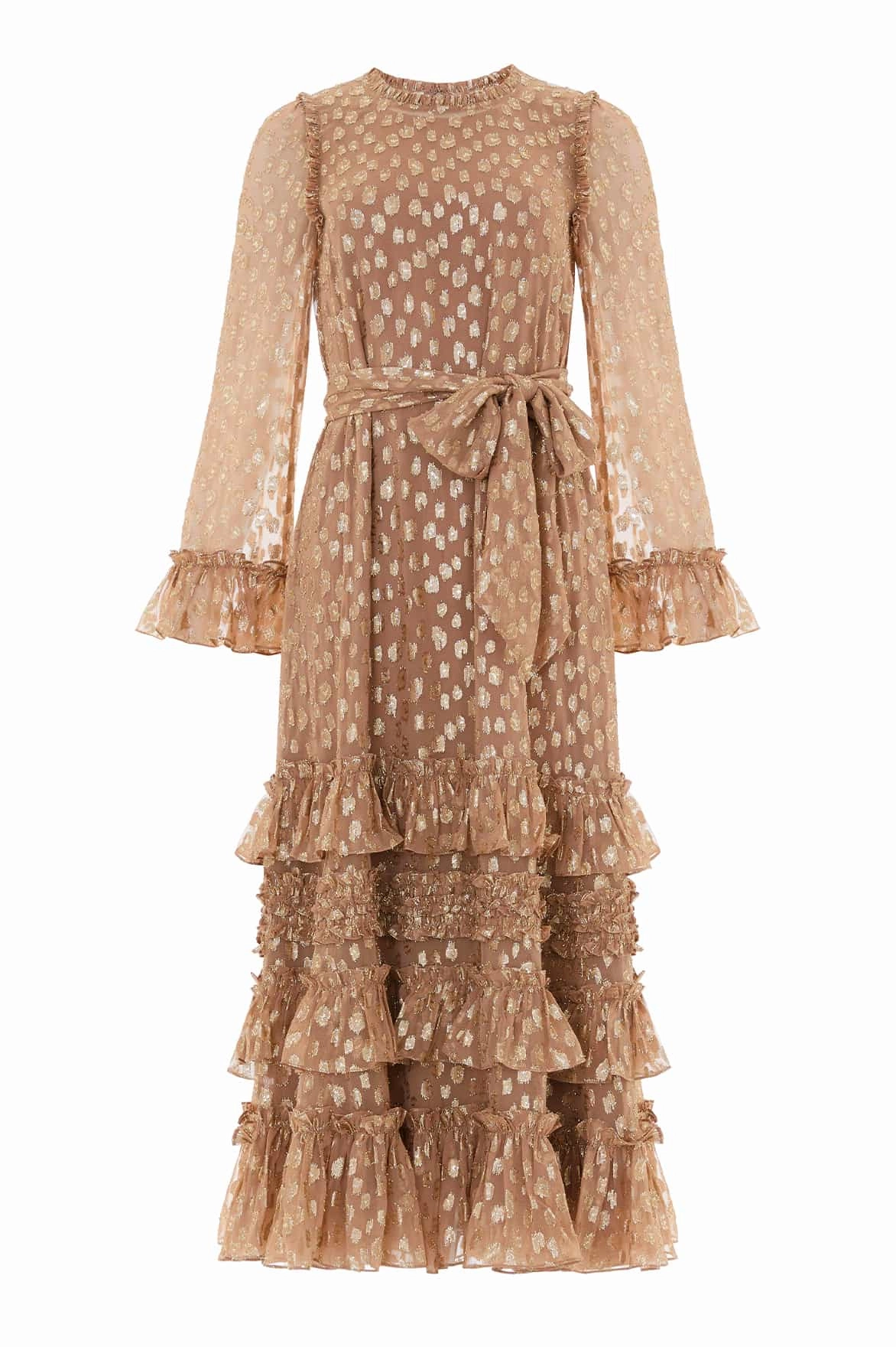 Basic Cool Odelle Lurex Round Neck Ankle Gown