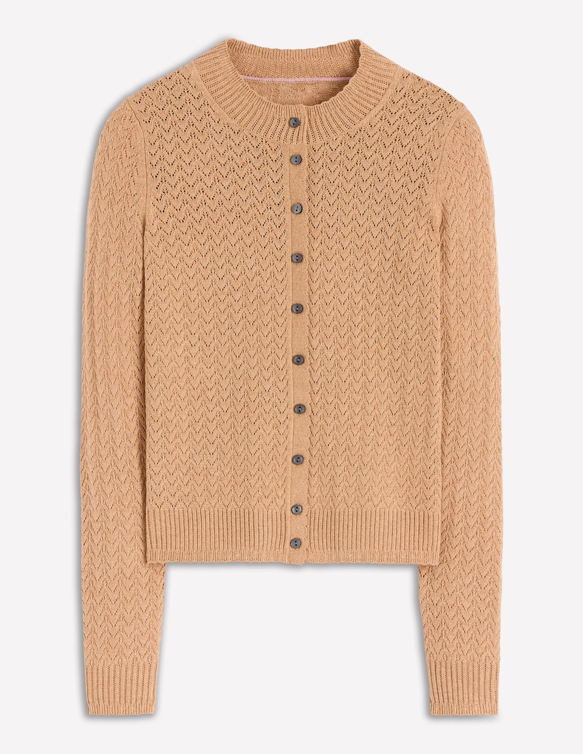 Diane Pointelle Cardigan-Camel Melange Chic Outfit