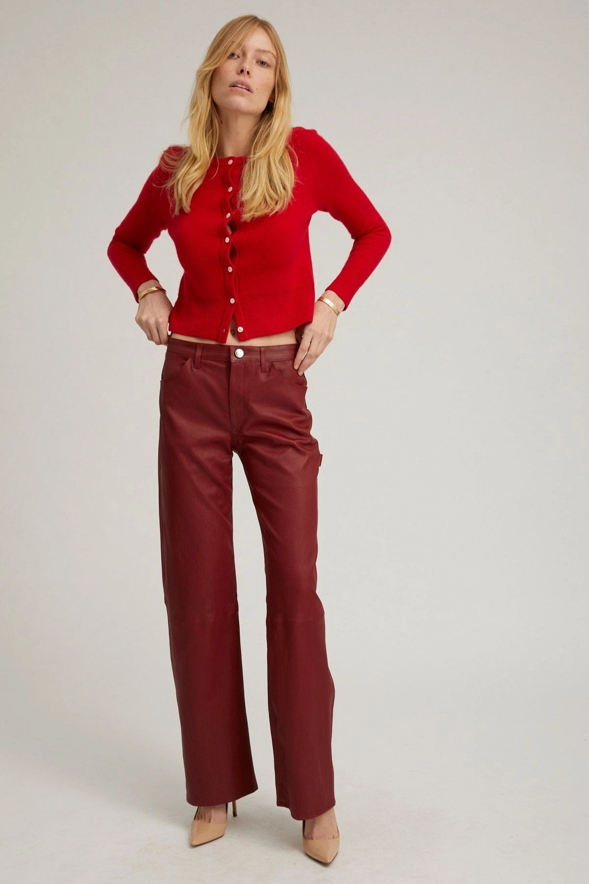 WrinkleResistantTextile Red Cashmere Baby Cardigan