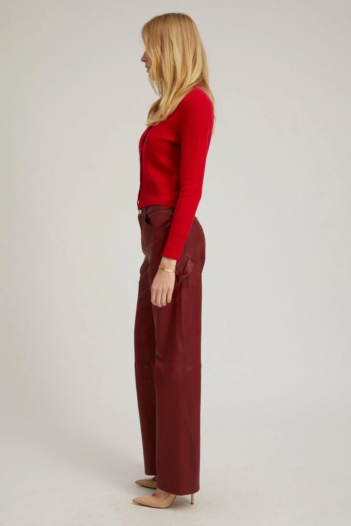 NonIrritating Stitching Anti Slip Shoulder Padding Red Cashmere Baby Cardigan