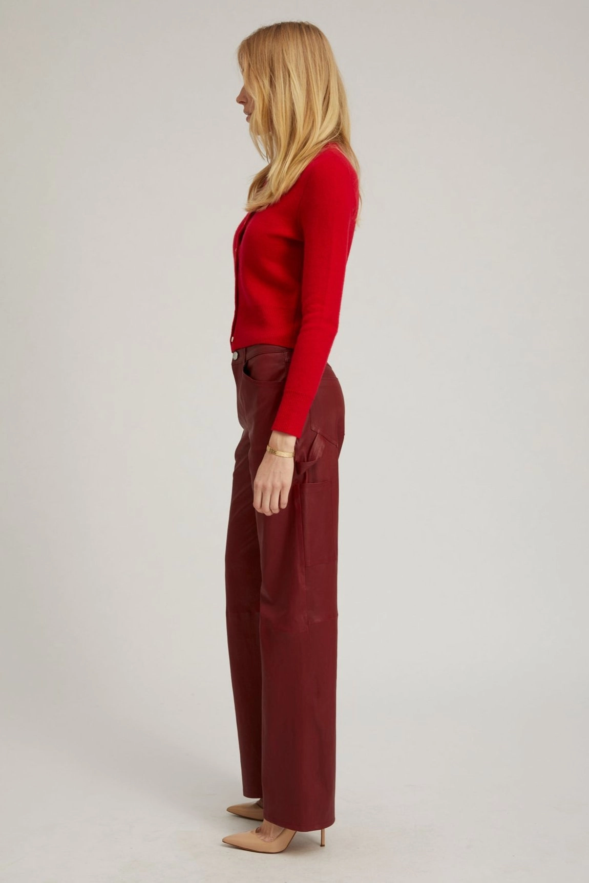 Red Cashmere Baby Cardigan Formal Tank SeamlessKnitConstruction