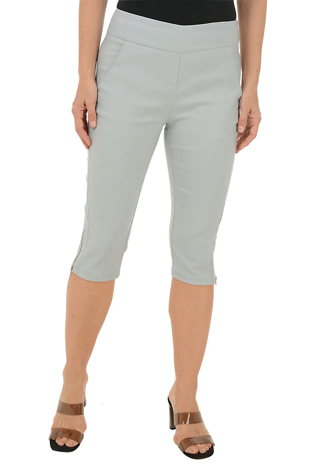 Petite Zip Hem Pull-On Clamdigger Pant CompressionFitFabric