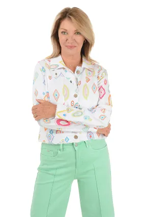 RibbedTrim BreathableMoistureBarrier Diamonds Frayed Linen-Blend Jacket