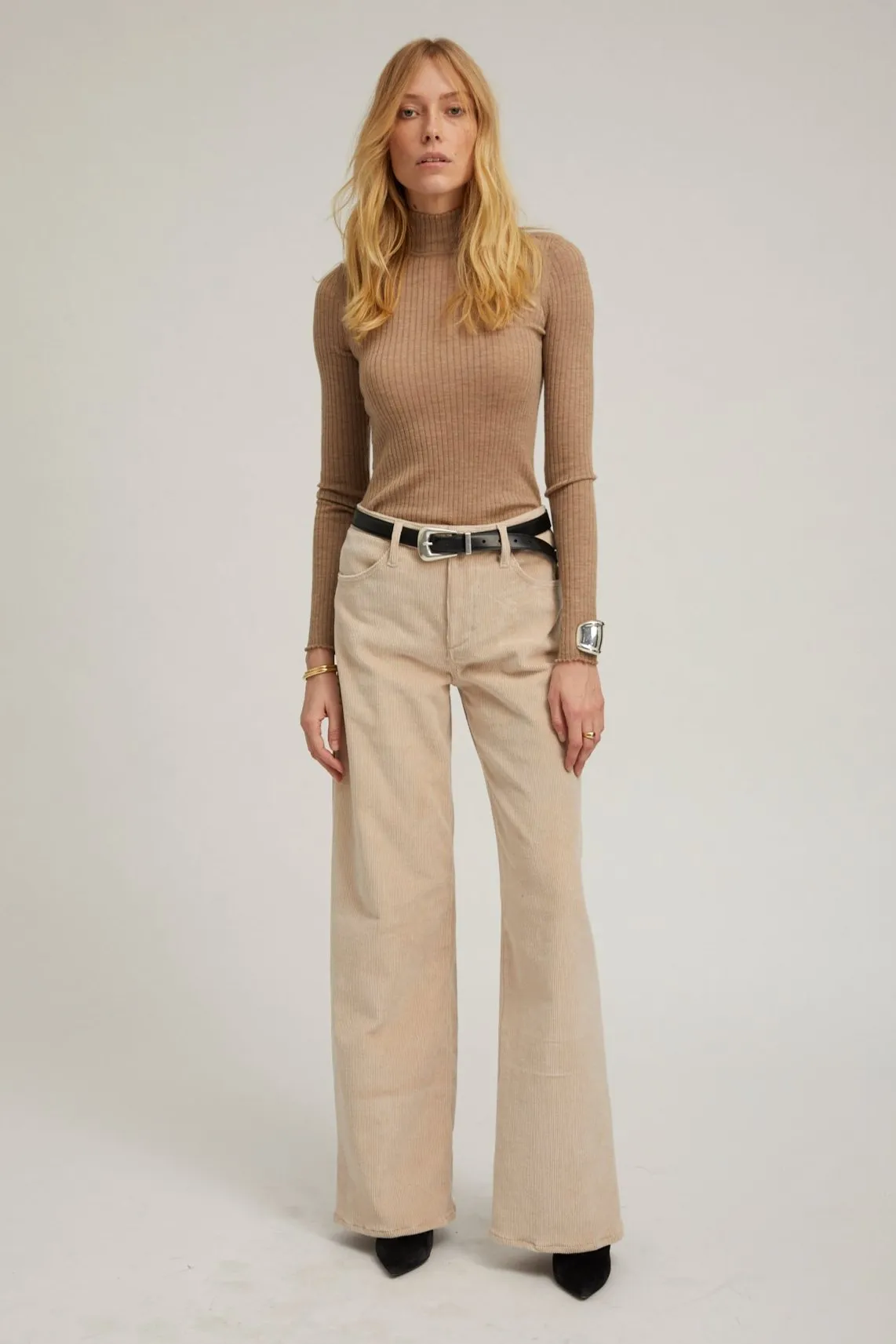 Oat Corduroy Wide Leg Trousers Indoor Comfort Quick Fit Wear