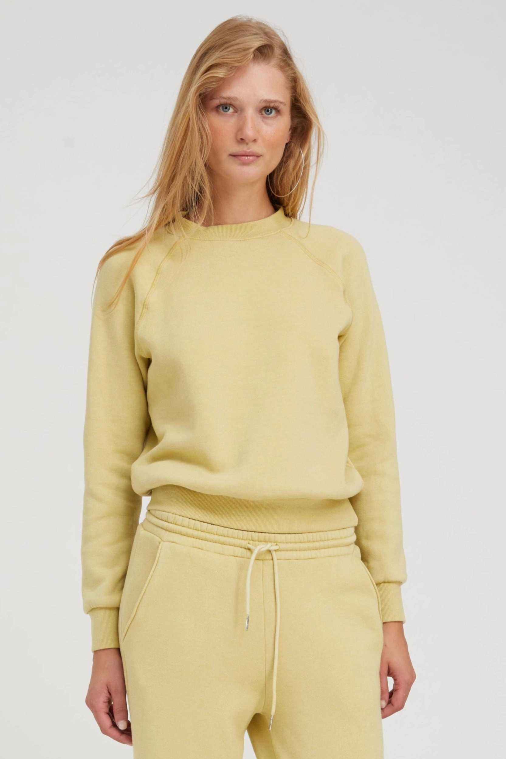 Pistachio Shrunken Raglan Sweatshirt EcoFriendly Material Modular Pocket Layout