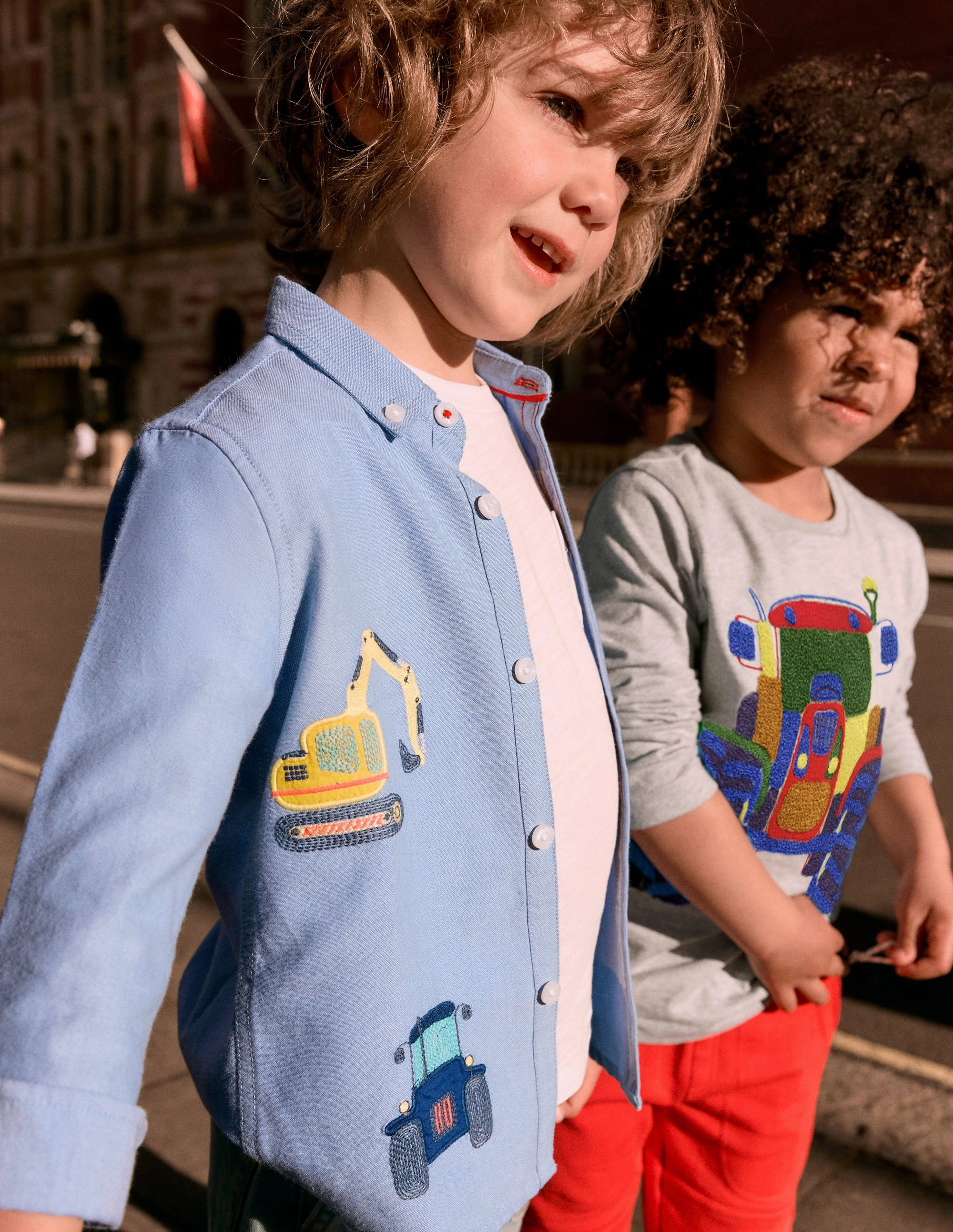 Embroidered Shirt-Vehicles LightweightTexture CrossGrain Fabric