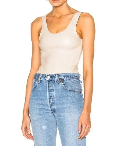 Adjustable drawstring Off White Leather Bodysuit