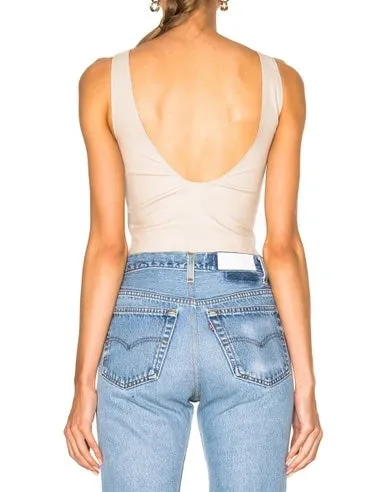 Bamboo Derived Material OrganicCotton Off White Leather Bodysuit