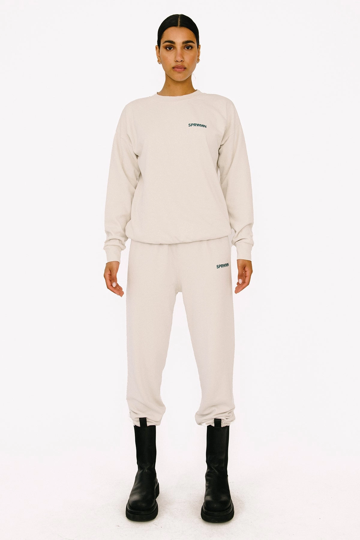Chic Style ButterySoftTextile Off White Logo Sweatpants