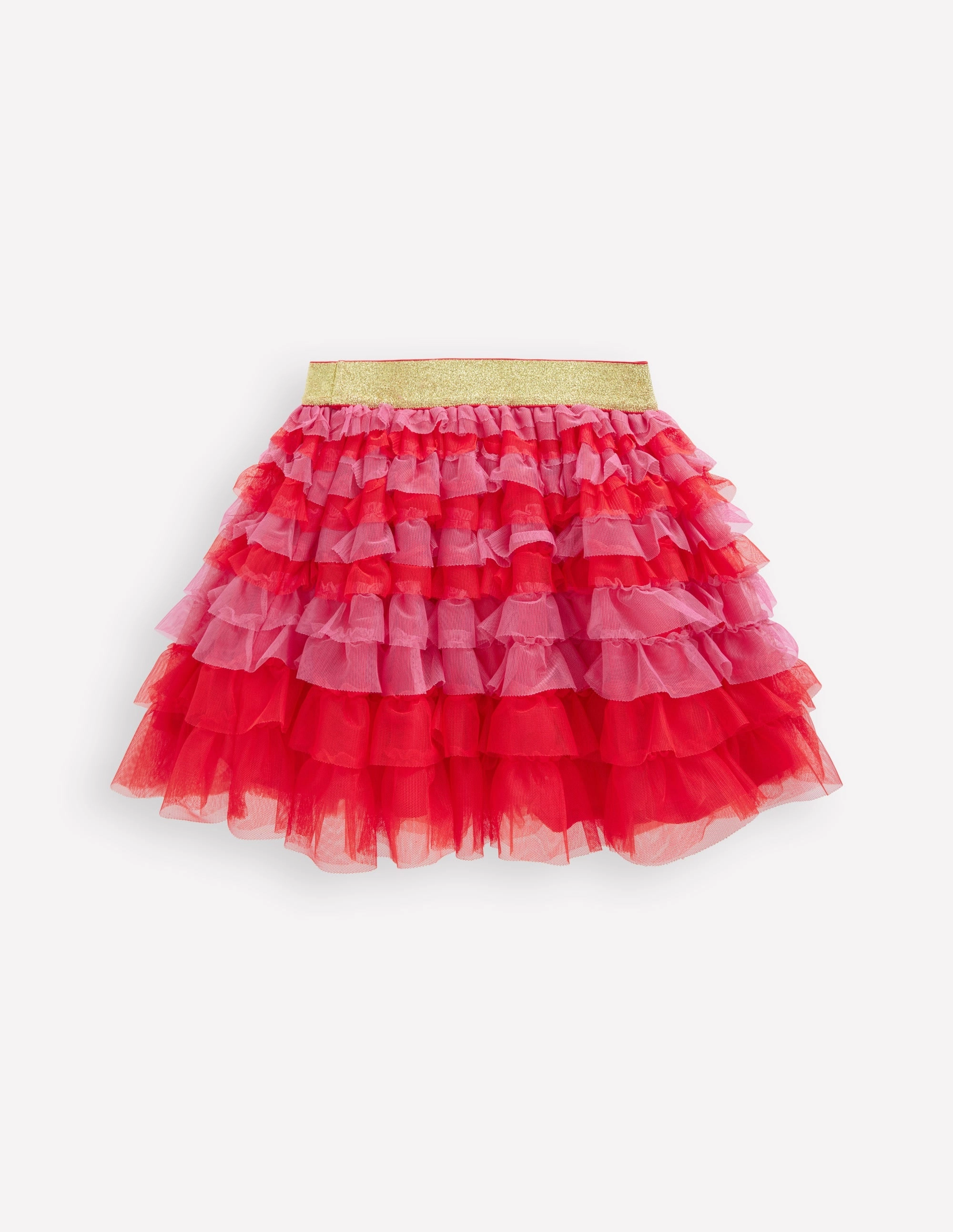 Adjustable drawstring Street Attire Tiered Tulle Skirt-Raspberry Pink