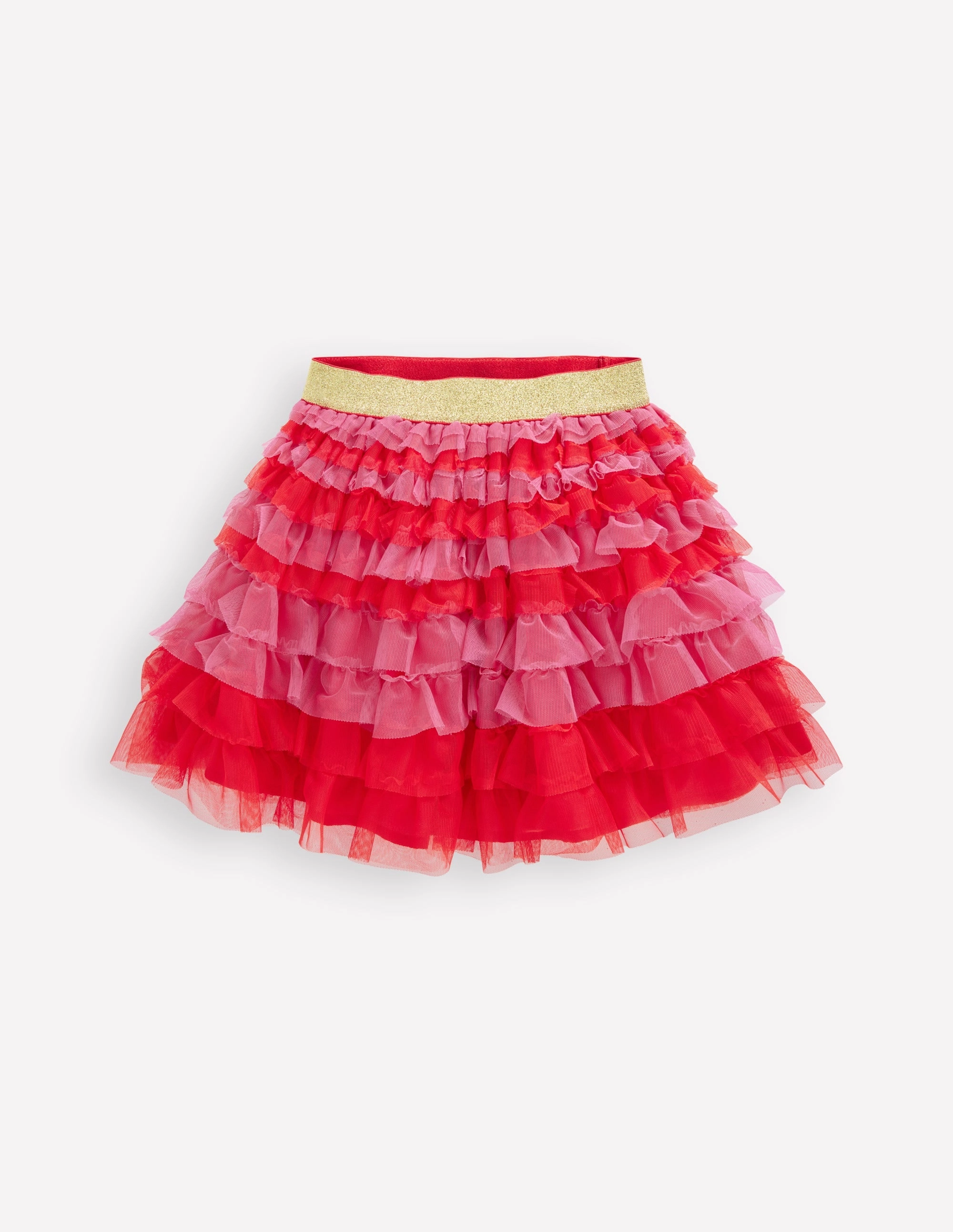Tiered Tulle Skirt-Raspberry Pink Seamless Edging Trendy Mood