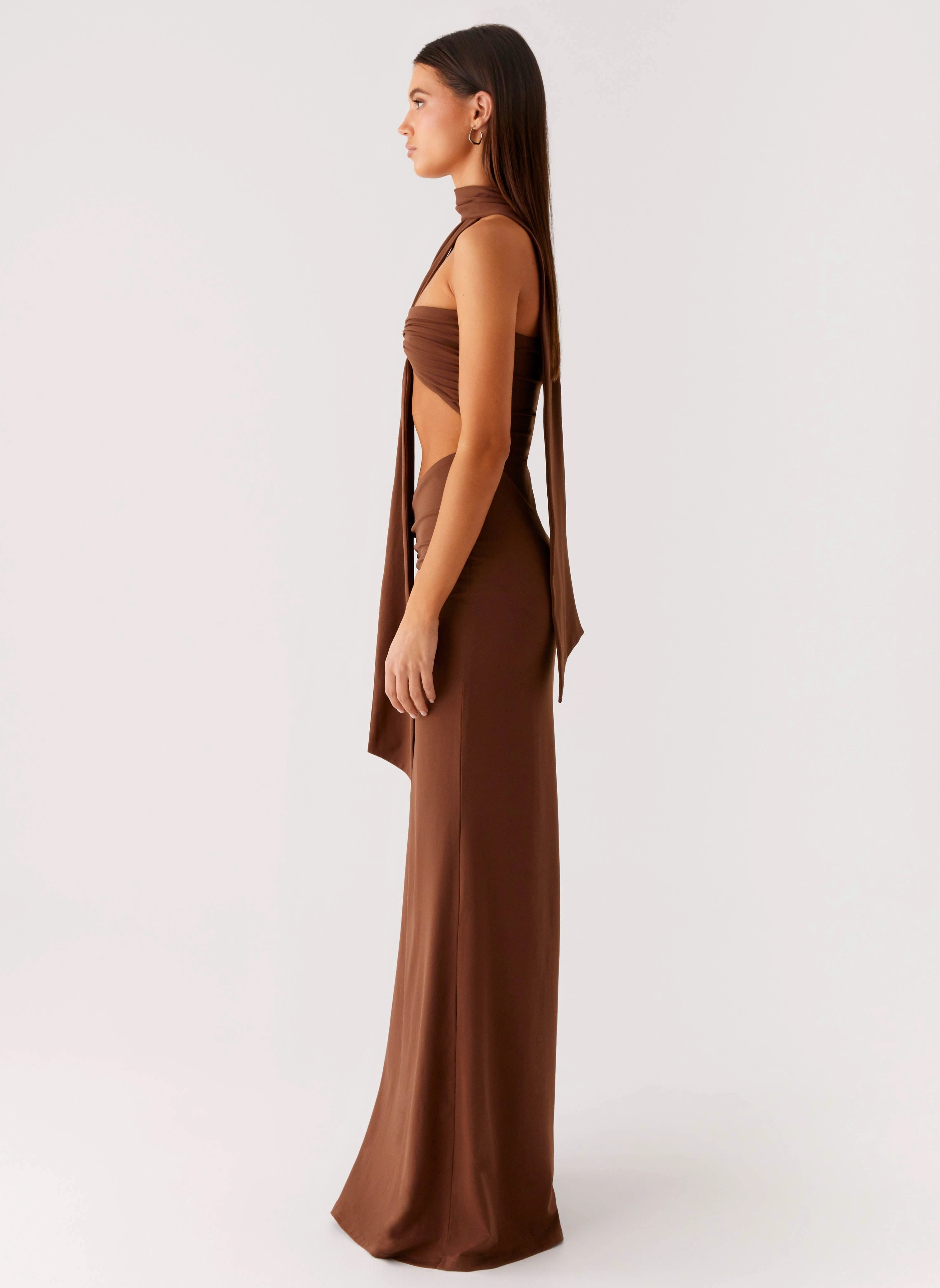 Olive Bloom Maxi Dress - Chocolate