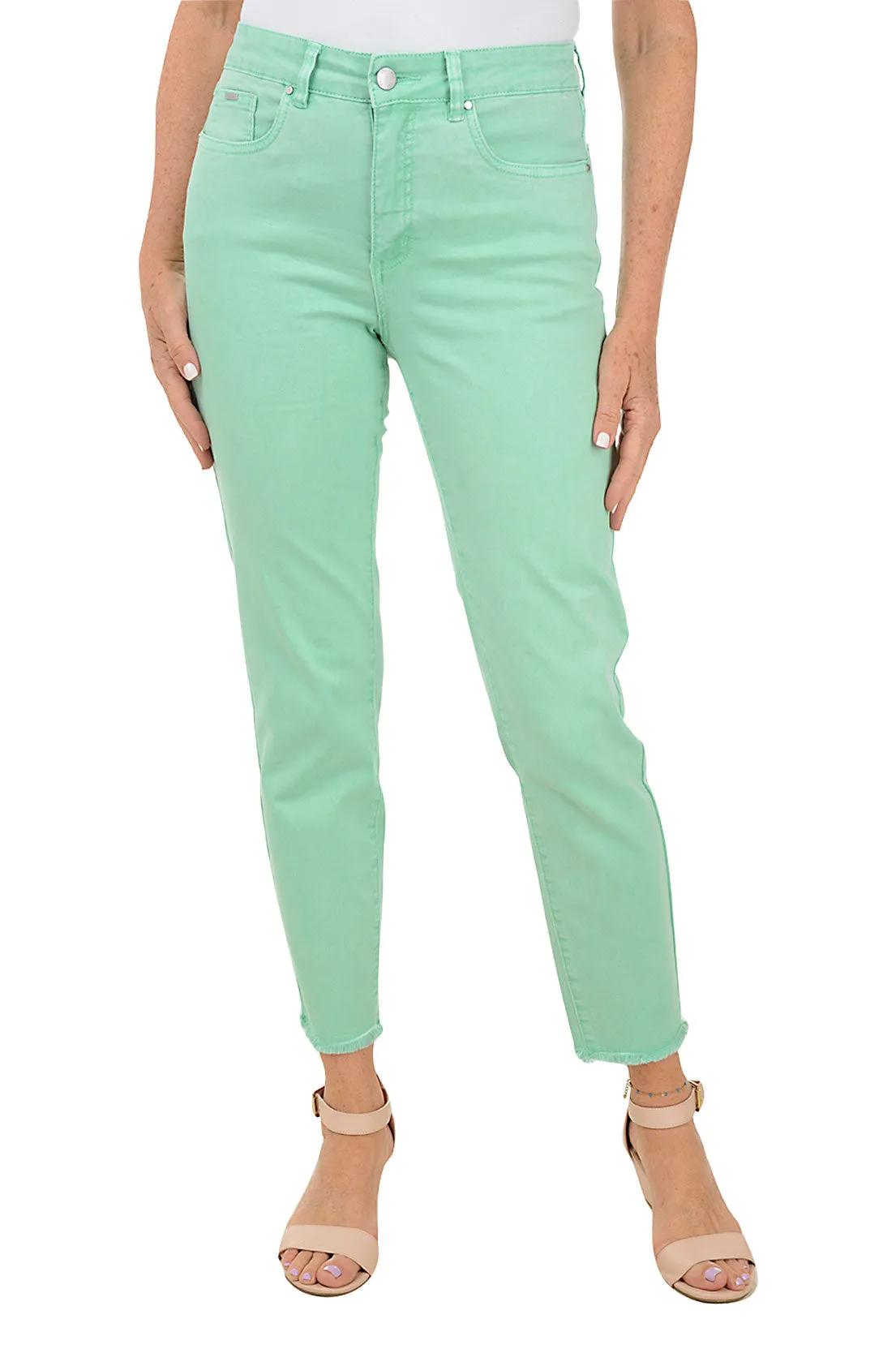 Olivia Frayed Twill Ankle Pant Comfortable Fabric