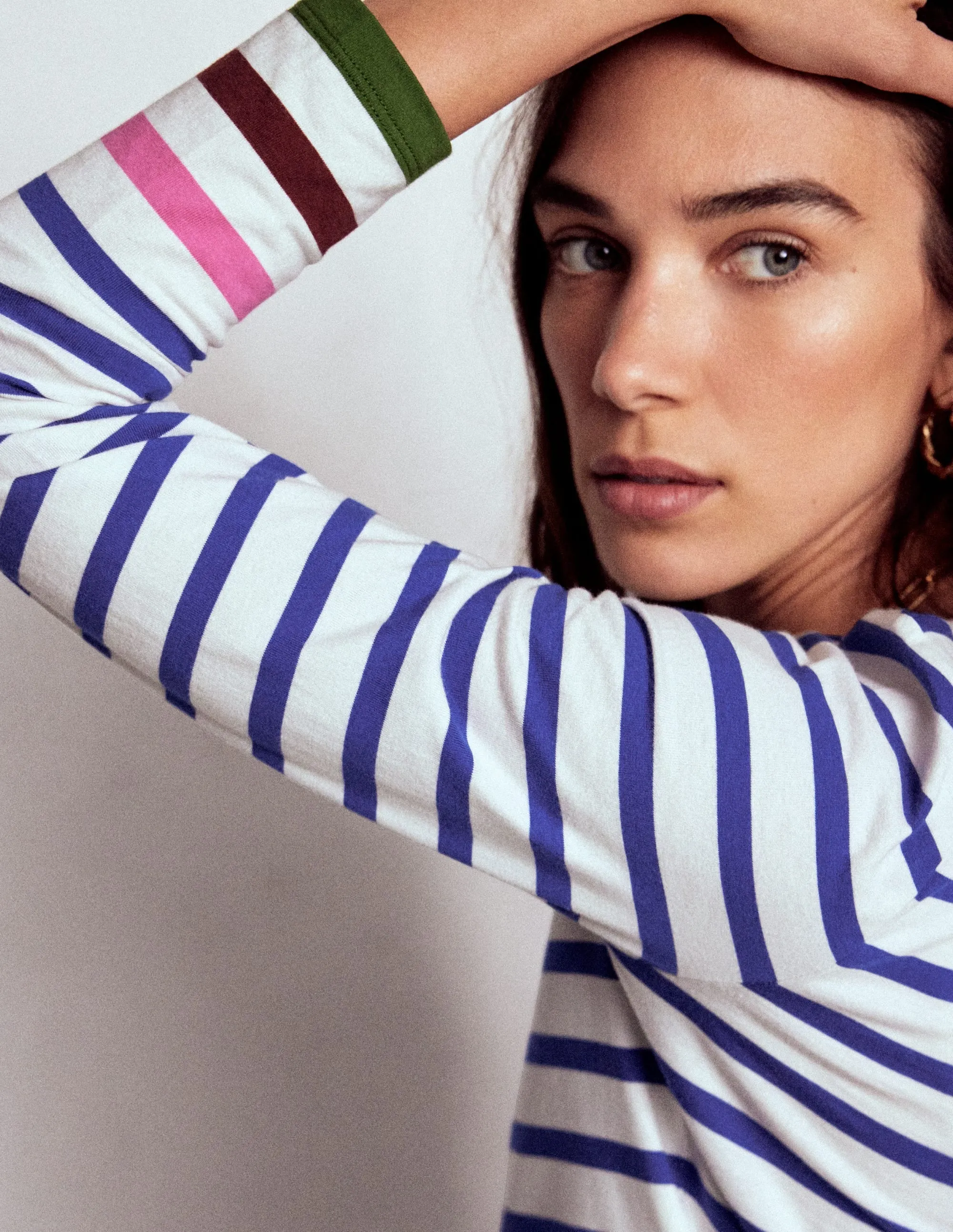 CollapsibleFrame Olivia Long Sleeve Breton-Kingfisher Blue, Multi Cuff