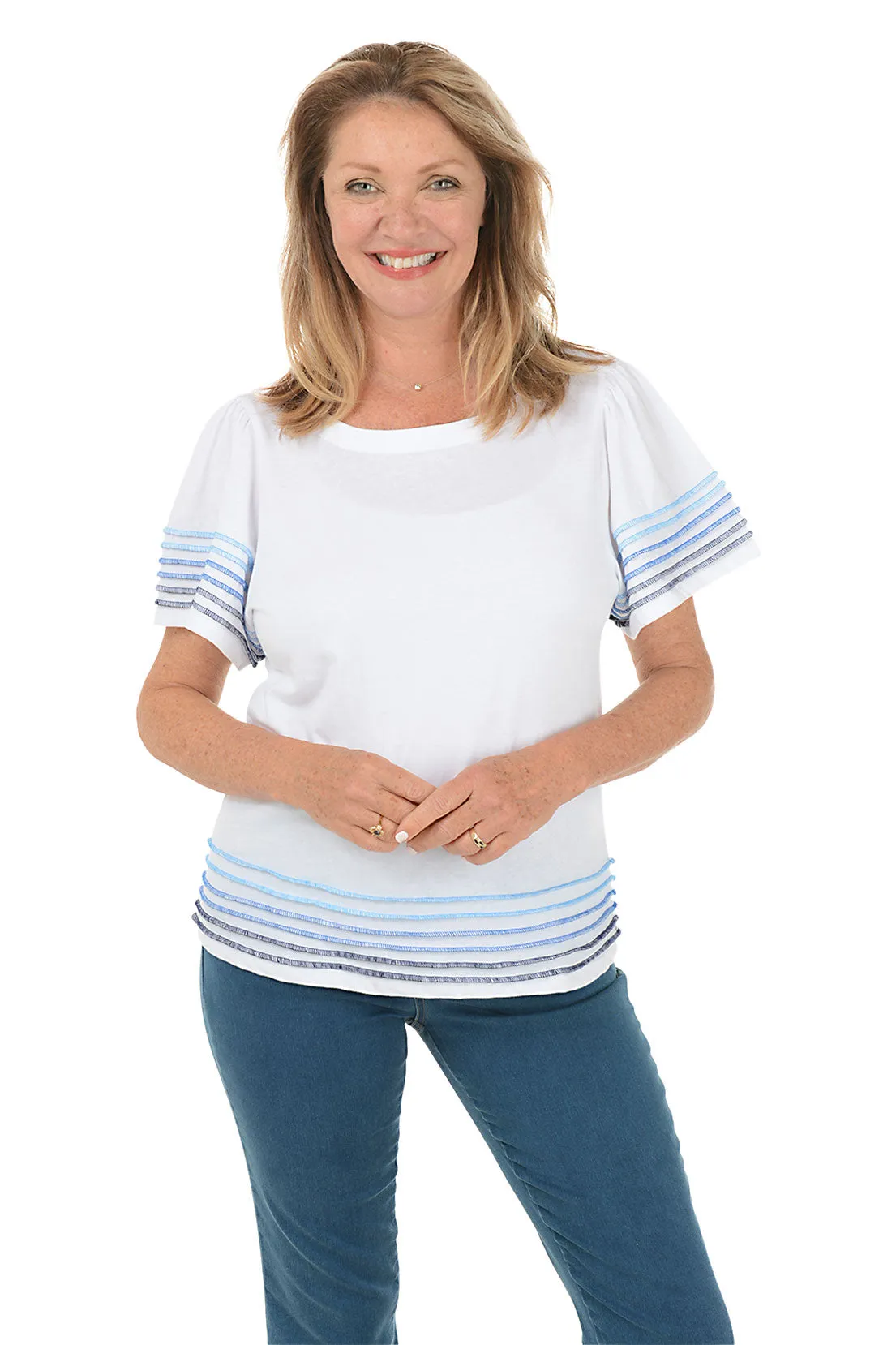 Quick Dry Fabric Ombre Contrast Seams Tee