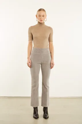 On The Move Grey Corduroy Ankle Flare Pants