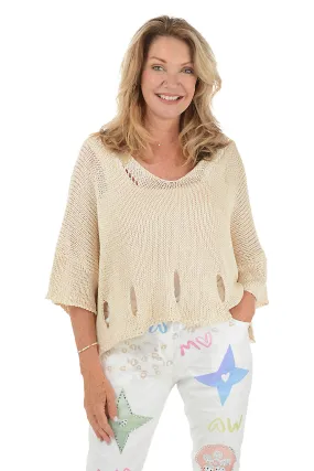 ribbed texture Open Knit Slouchy Sweater